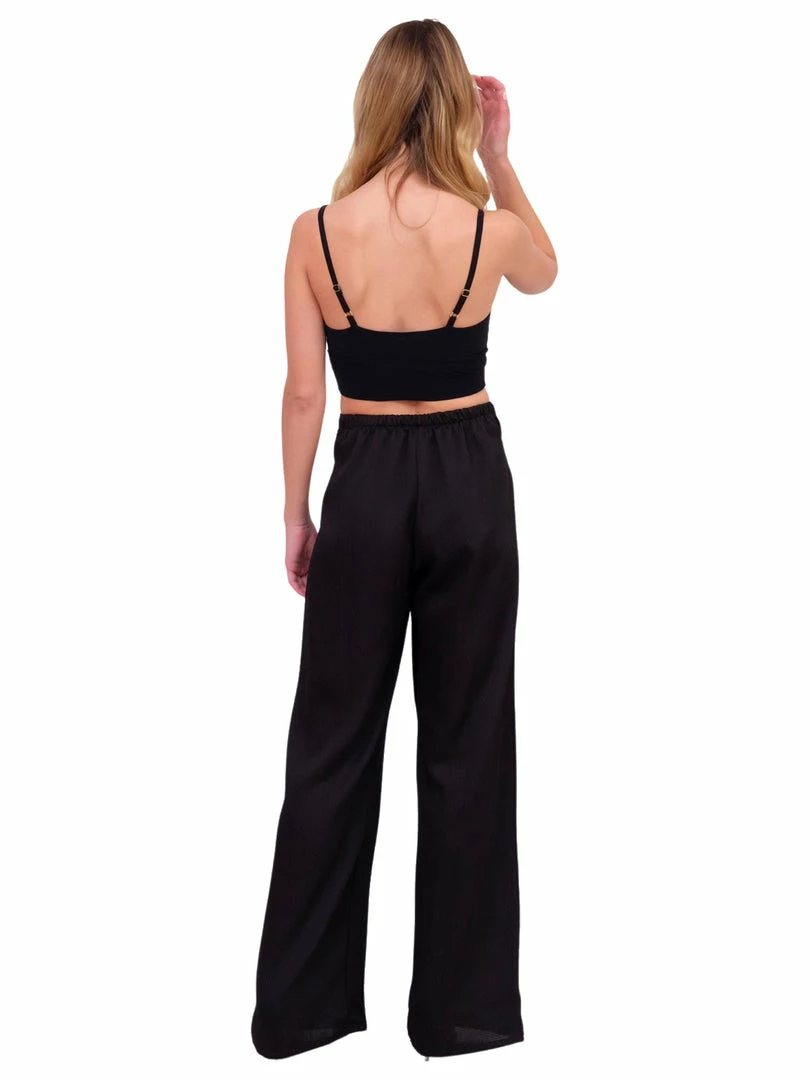 Tyche Black Hammered Satin Wide Leg Pants Bottoms 10 Tyche Black Hammered Satin Wide Leg Pants Bottoms