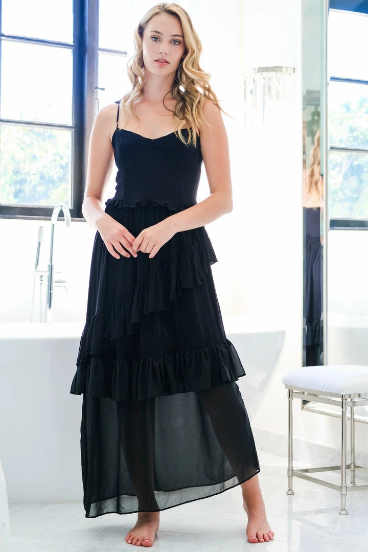 EastNWest Label Basics Black Tiered Ruffle Dress 3 EastNWest Label Basics Black Tiered Ruffle Dress