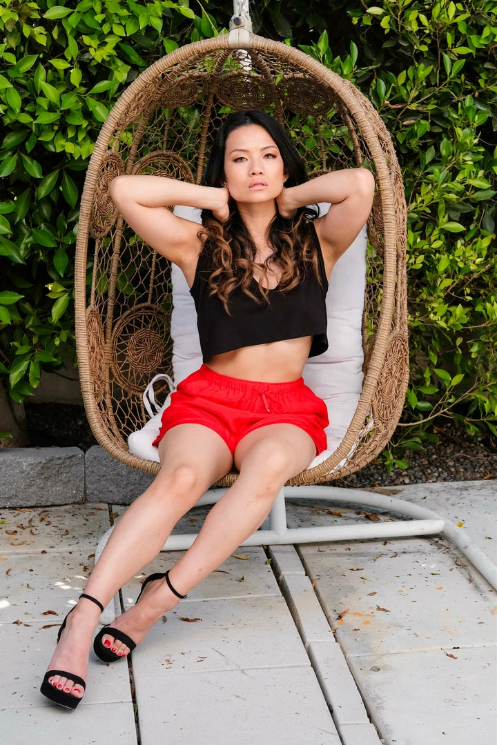 Shahida Parides Red Shorts With Pockets 4 Shahida Parides Red Shorts With Pockets