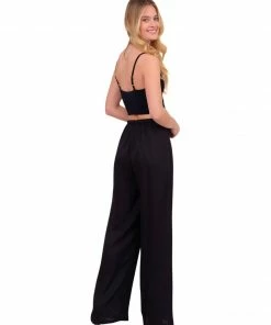 Tyche Black Hammered Satin Wide Leg Pants Bottoms 15 Tyche Black Hammered Satin Wide Leg Pants Bottoms