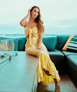 EastNWest Label Daffodil Yellow Tie Top Tops