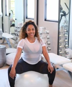 Samantha Eng Basics White Scoop Neck Mesh Tee