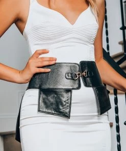 Alexa Stone Black Jaqui Leather Belt