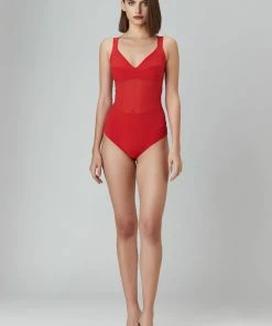 Murmur Red Grid Bodysuit Basics