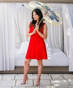 Shahida Parides Red Dress Coverup With Pockets