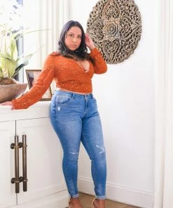 Cloud Ten Rust Wrap Top With Golden Stars