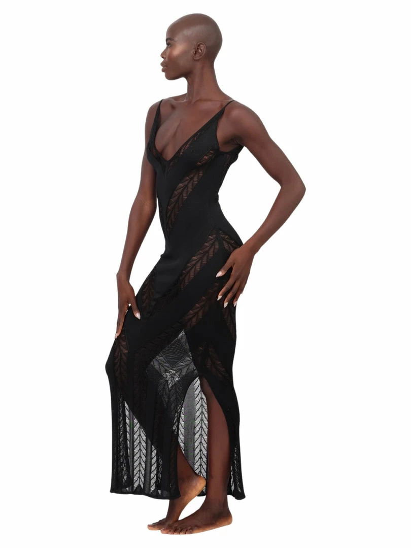 Moeva Black Knit Maxi Dress Dresses 12 Moeva Black Knit Maxi Dress Dresses