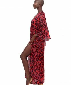 Aguaclara Tops Red Leopard Tunic Coverup