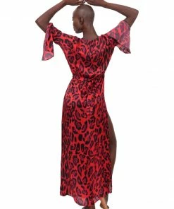 Aguaclara Tops Red Leopard Tunic Coverup