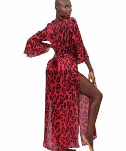 Aguaclara Tops Red Leopard Tunic Coverup