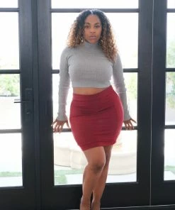 Hera Grey Ribbed Turtleneck Cropped Sweater Basics