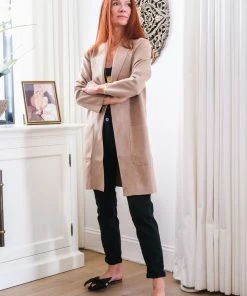 Dress Forum Tan Open Front Coat