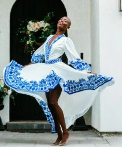 Karla Vivian Bottoms Cobalt And White Twirl Skirt