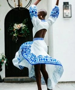 Karla Vivian Bottoms Cobalt And White Twirl Skirt