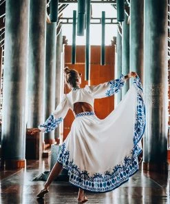 Karla Vivian Bottoms Cobalt And White Twirl Skirt