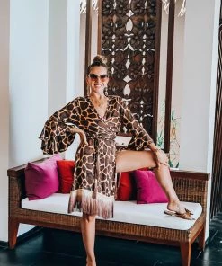Pho Dresses Giraffe Print Wrap Dress With Fringe 20 Pho Dresses Giraffe Print Wrap Dress With Fringe