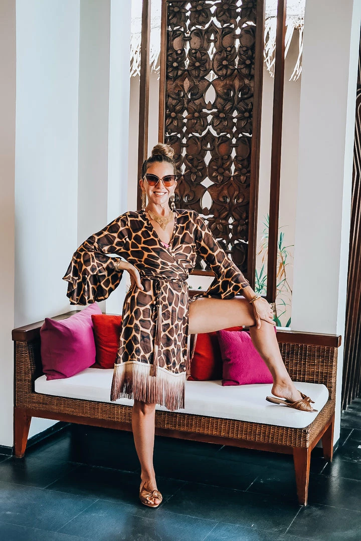 Pho Dresses Giraffe Print Wrap Dress With Fringe 8 Pho Dresses Giraffe Print Wrap Dress With Fringe