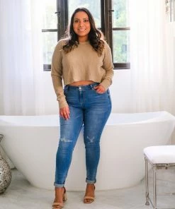 Stillwater Basics Taupe Thermal Crop Top