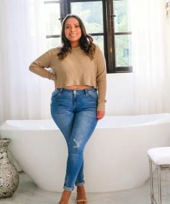 Stillwater Basics Taupe Thermal Crop Top