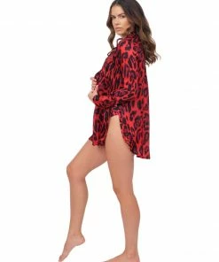 Aguaclara Red Leopard Button Up Top Tops 20 Aguaclara Red Leopard Button Up Top Tops