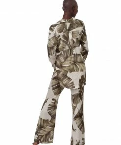 Aguaclara Palm Leaf Button Up Top Tops