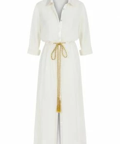 Beachy Side White Lace And Satin Maxi Coverup Dresses