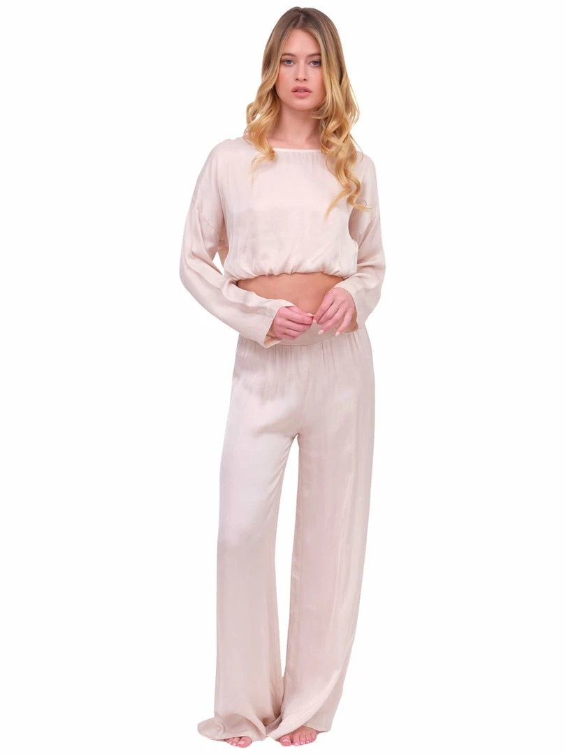 Stillwater Champagne Silky Crop Top Basics 7 Stillwater Champagne Silky Crop Top Basics