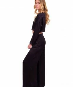 Stillwater Black Silky Crop Top Basics