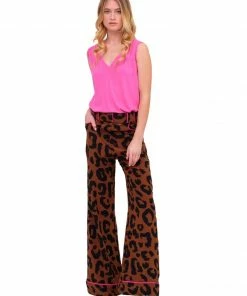 Triya Copper Leopard High Waist Pants Bottoms 14 Triya Copper Leopard High Waist Pants Bottoms