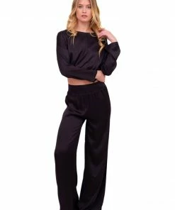 Stillwater Black Silky Crop Top Basics