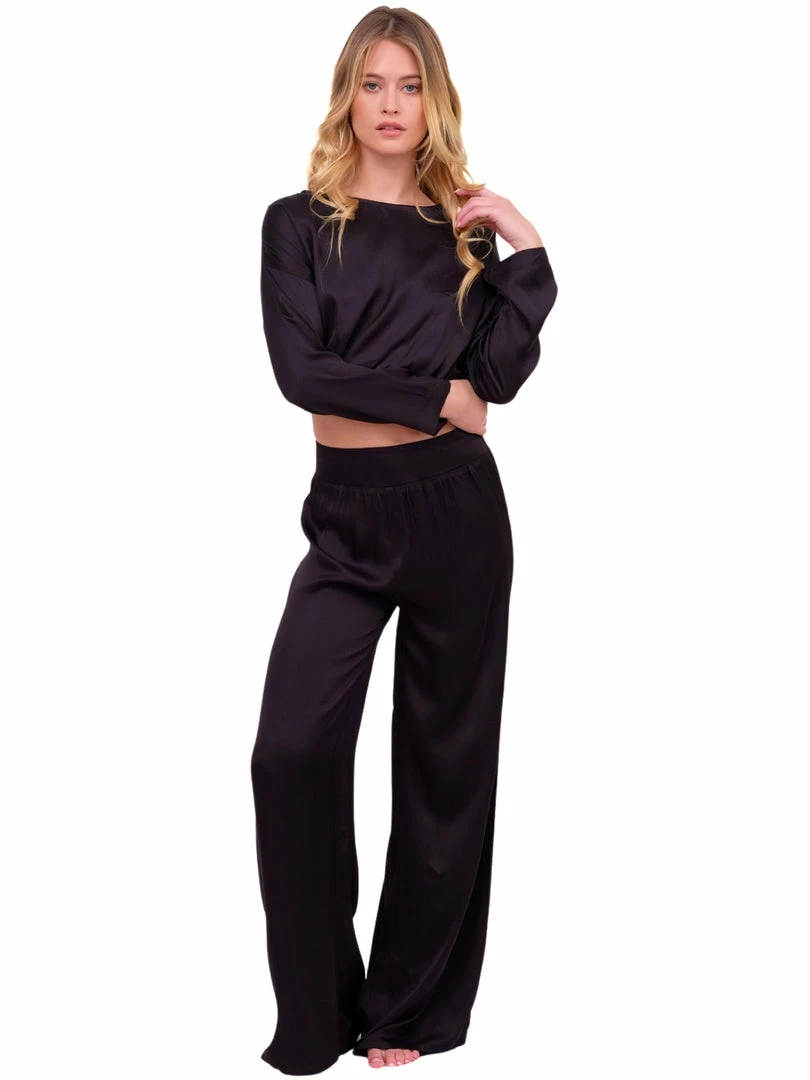 Stillwater Black Silky Wide Leg Pant Basics 6 Stillwater Black Silky Wide Leg Pant Basics