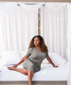 Samantha Eng Basics Grey Ribbed Midi Dress