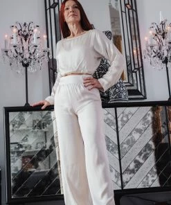 Stillwater Champagne Silky Crop Top Basics