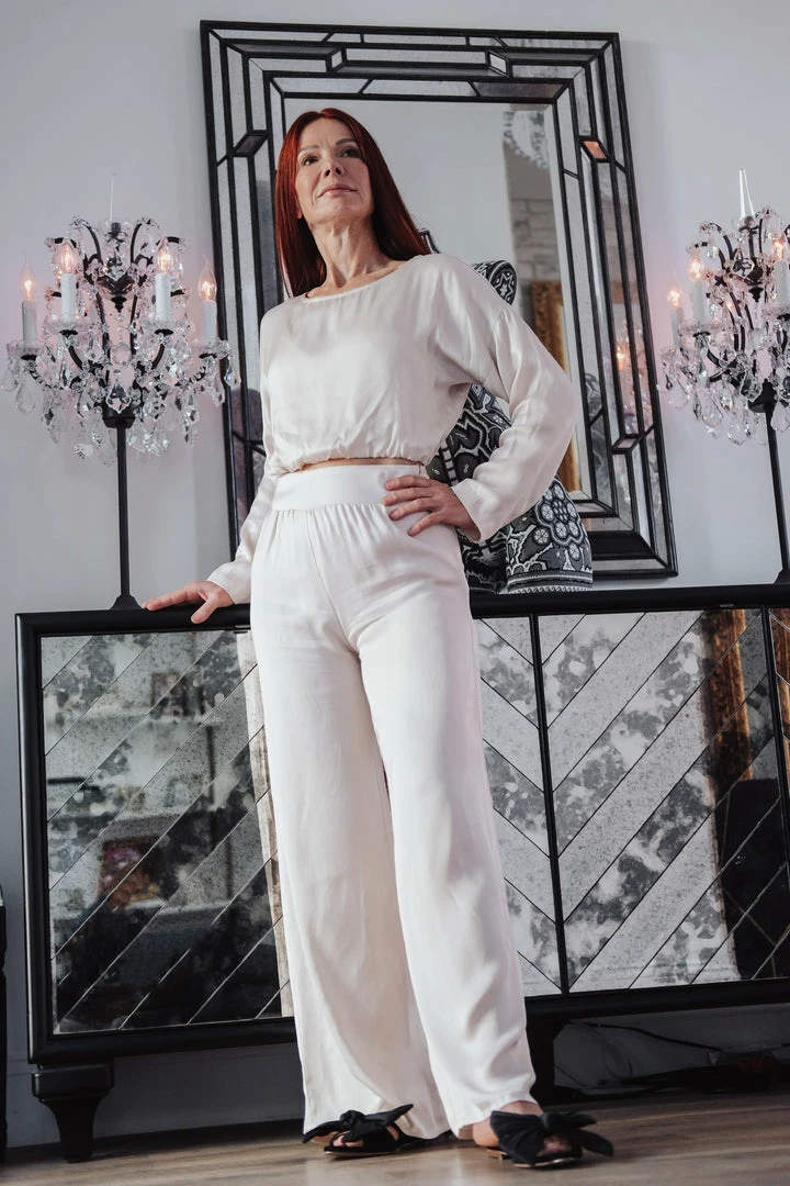 Stillwater Champagne Silky Crop Top Basics 3 Stillwater Champagne Silky Crop Top Basics