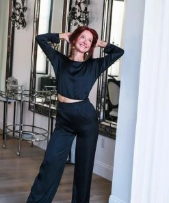 Stillwater Black Silky Wide Leg Pant Basics
