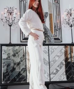 Stillwater Champagne Silky Crop Top Basics