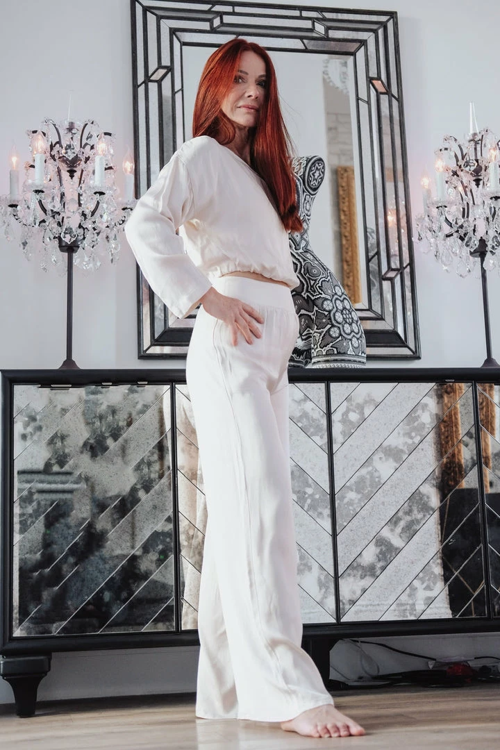 Stillwater Champagne Silky Crop Top Basics 4 Stillwater Champagne Silky Crop Top Basics