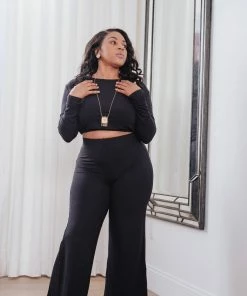 Stillwater Black Ribbed Wide Leg Pant Basics