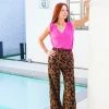 Triya Copper Leopard High Waist Pants Bottoms