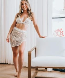 EastNWest Label Bottoms Crochet & Mirror Mini Skirt