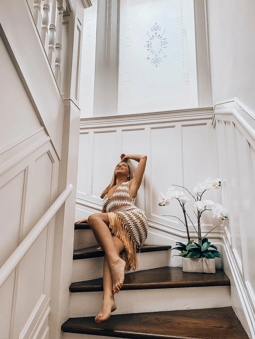 Beachy Side Gold And White Crochet Fringe Dress 7 Beachy Side Gold And White Crochet Fringe Dress