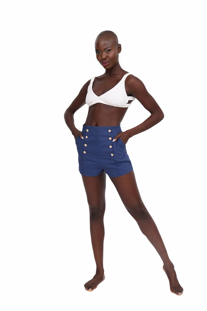 Beachy Side Navy Blue Sailor Shorts Bottoms 7 Beachy Side Navy Blue Sailor Shorts Bottoms