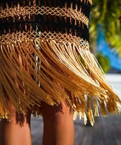 Beachy Side Black And Gold Crochet Fringe Dress Dresses