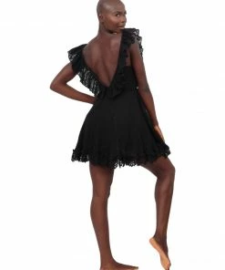 Pho Black Lace And Ruffle Dress Dresses