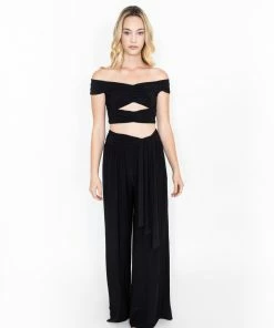 Jet Set Diaries Bottoms Black Sash Pants