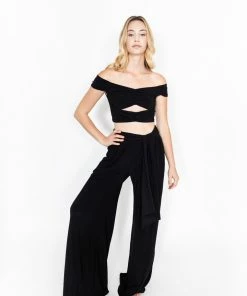 Jet Set Diaries Bottoms Black Sash Pants