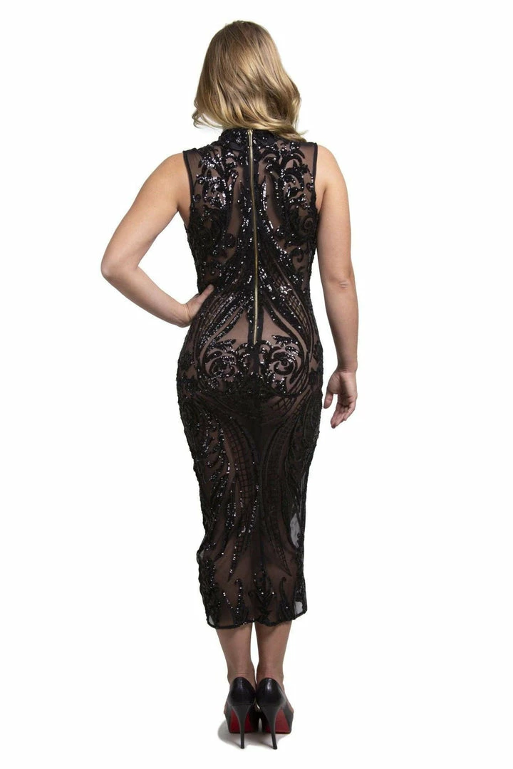 LeeLoo Couture Sequin Sheer Black Dress 8 LeeLoo Couture Sequin Sheer Black Dress