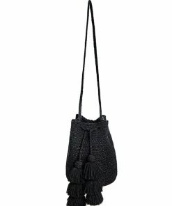 Najash Black Mini Mochila Purse With Tassels
