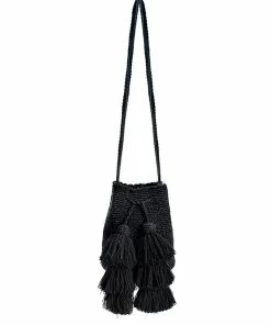 Najash Black Mini Mochila Purse With Tassels