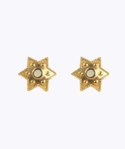 La Sierra Beige Star Earrings